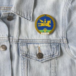 Badge Rond 5 Cm mongolie pays manteau armoiries symbole emblème dr