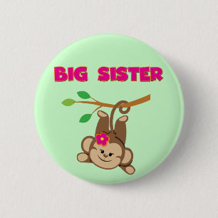 Badge Rond 5 Cm Monkey Big Sister