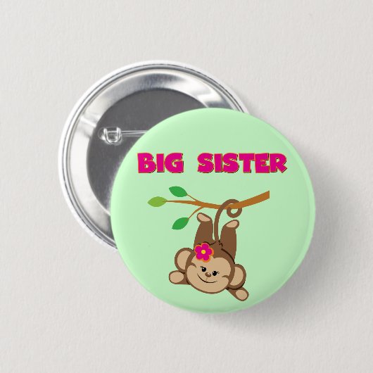 Badge Rond 5 Cm Monkey Big Sister (Devant & derrière)