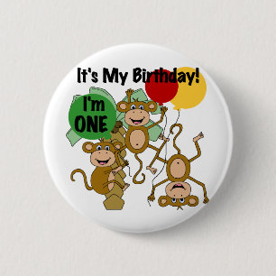 Badge Rond 5 Cm Monkey Shine 1er Anniversaire Tshirts et cadeaux