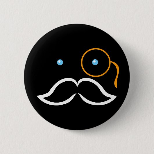 Badge Rond 5 Cm Monocle et moustache (Devant)
