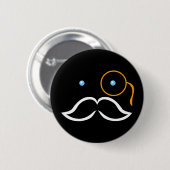 Badge Rond 5 Cm Monocle et moustache (Devant & derrière)