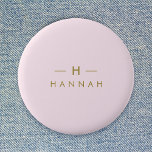 Badge Rond 5 Cm Monogram Blush | Elegant Gold Minimum<br><div class="desc">A simple stylish custom monogram design in a gold minimalist typographiy on an elegant pastel blush pink background. The monogram initials and name can easily be personalized along with the feature line to make a design as unique as you are! Le parfait poison de l'accessoire pour un instant.</div>