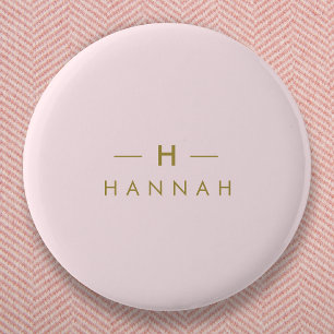 Badge Rond 5 Cm Monogram Blush   Elegant Gold Minimum