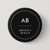 Badge Rond 5 Cm Monogram Modern Minimum Black and White (Devant)