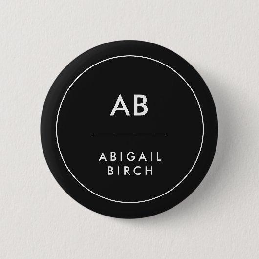 Badge Rond 5 Cm Monogram Modern Minimum Black and White (Devant)