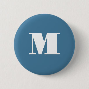 Badge Rond 5 Cm Monogram Solide Blue Pastel Minimaliste Profession