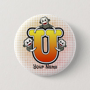 Badge Rond 5 Cm Monogram U Sock Monkey