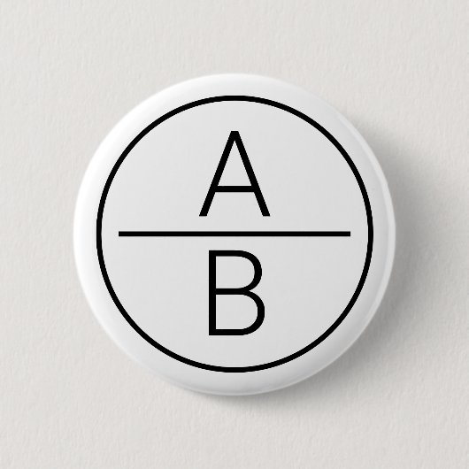 Badge Rond 5 Cm Monogramme à deux initiales moderne (Devant)