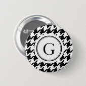 Badge Rond 5 Cm Monogramme blanc noir chic de motif de (Devant & derrière)