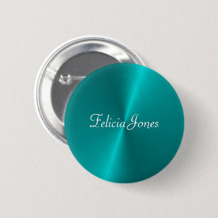 Badge Rond 5 Cm Monogramme bleu brillant en faux métal