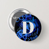 Badge Rond 5 Cm Monogramme bleu créatif (Devant & derrière)
