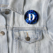 Badge Rond 5 Cm Monogramme bleu créatif (En situation)