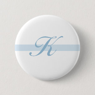Badge Rond 5 Cm Monogramme bleu K