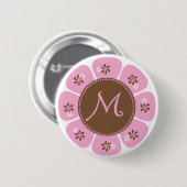 Badge Rond 5 Cm Monogramme Brown et rose M (Devant & derrière)