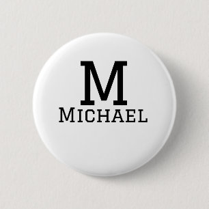 Badge Rond 5 Cm Monogramme capital masculin ajouter nom simple cla