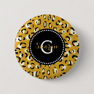 Badge Rond 5 Cm Monogramme chic moderne de motif d'impression de