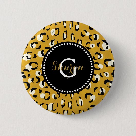 Badge Rond 5 Cm Monogramme chic moderne de motif d'impression de (Devant)