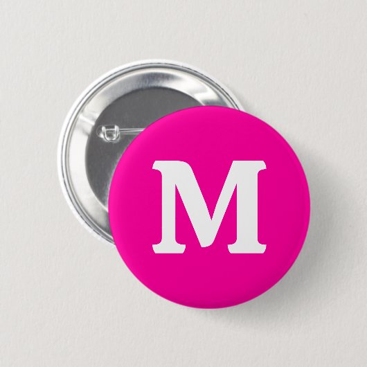 Badge Rond 5 Cm Monogramme couleur solide rose néon initial (Devant & derrière)