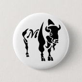 Badge Rond 5 Cm Monogramme de buffle noir Silhouette (Devant)