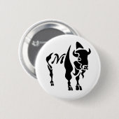 Badge Rond 5 Cm Monogramme de buffle noir Silhouette (Devant & derrière)