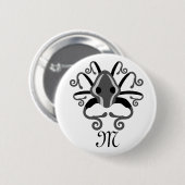 Badge Rond 5 Cm Monogramme de calmar gris (Devant & derrière)