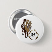 Badge Rond 5 Cm Monogramme de chameau de Bactrie lunaire (Devant & derrière)