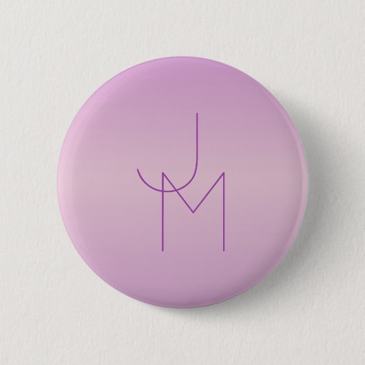 Badge Rond 5 Cm Monogramme de chevauchement unique | Lavande douce (Devant)