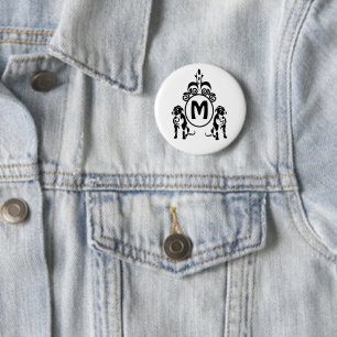 Badge Rond 5 Cm Monogramme de chien à deux gardes