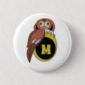Badge Rond 5 Cm Monogramme de Chouette de l'Est (Devant)