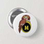 Badge Rond 5 Cm Monogramme de Chouette de l'Est (Devant & derrière)