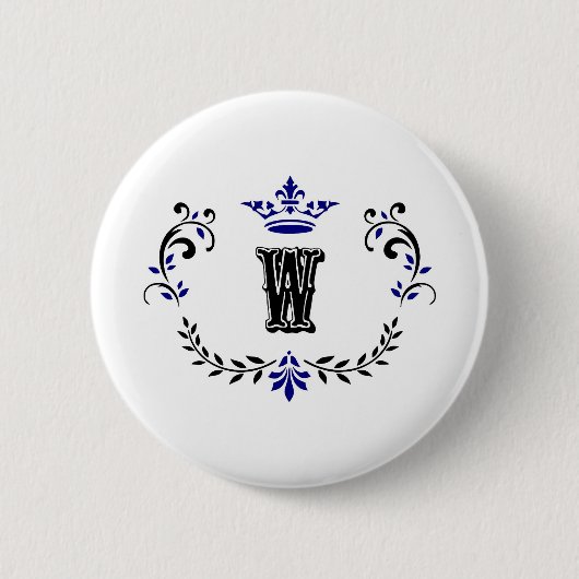 Badge Rond 5 Cm Monogramme de couronne 'W' (Devant)