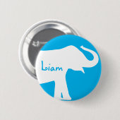 Badge Rond 5 Cm Monogramme de coutume d'objet superflu bleu et (Devant & derrière)