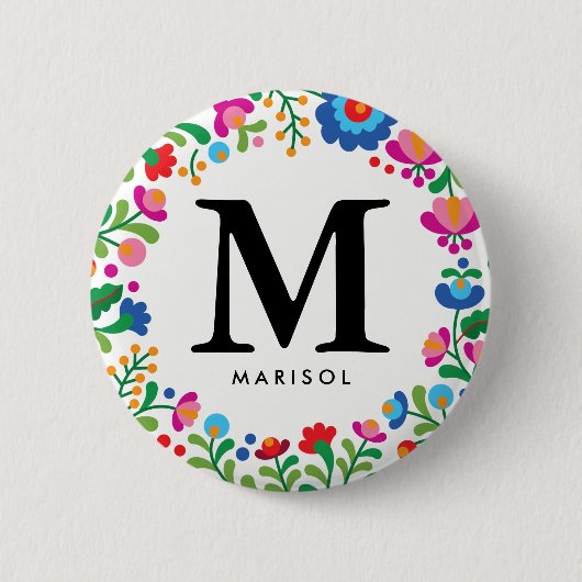 Badge Rond 5 Cm Monogramme de femme de ménage mexicaine (Devant)