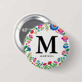 Badge Rond 5 Cm Monogramme de femme de ménage mexicaine (Devant & derrière)