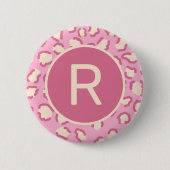 Badge Rond 5 Cm Monogramme de fille rose moderne Personnalisé (Devant)