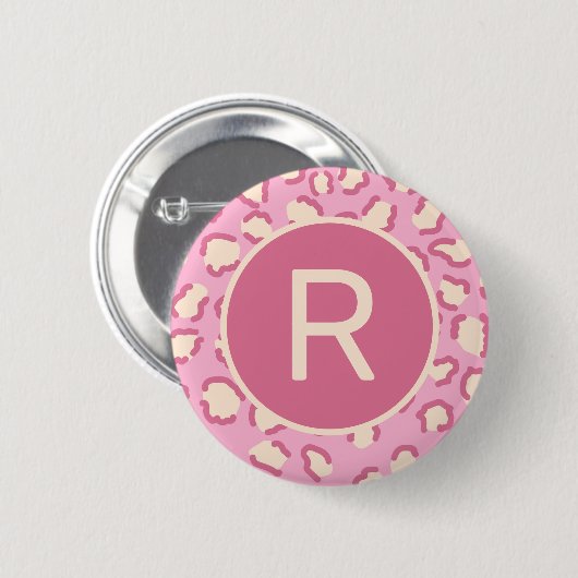 Badge Rond 5 Cm Monogramme de fille rose moderne Personnalisé (Devant & derrière)