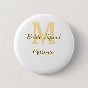 Badge Rond 5 Cm Monogramme de l'équipe de la mariée simple shower 
