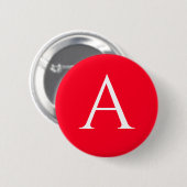 Badge Rond 5 Cm Monogramme de lettre initiale rouge blanc simple (Devant & derrière)