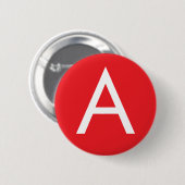 Badge Rond 5 Cm Monogramme de lettre initiale rouge blanc simple m (Devant & derrière)