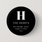 Badge Rond 5 Cm Monogramme de nom et message moderne éditable | No (Devant)
