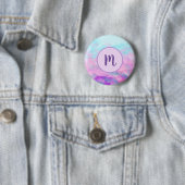 Badge Rond 5 Cm Monogramme de nuages roses mignons (En situation)