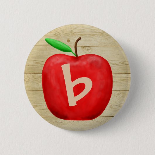 Badge Rond 5 Cm Monogramme de pomme rouge (Devant)