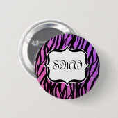 Badge Rond 5 Cm Monogramme De Zèbres Violets Et Roses (Devant & derrière)