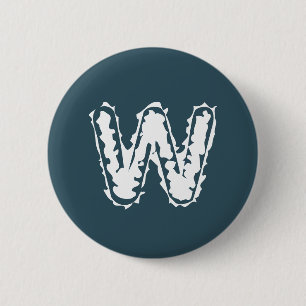 Badge Rond 5 Cm Monogramme déplaisant blanc sur bleu