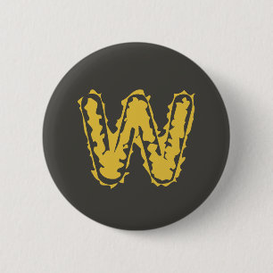 Badge Rond 5 Cm Monogramme déplaisant Moody Jaune sur gris foncé