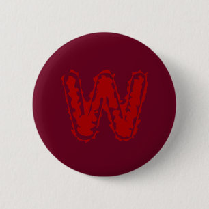 Badge Rond 5 Cm Monogramme déplaisant rouge sur rouge