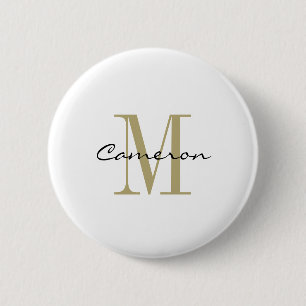 Badge Rond 5 Cm Monogramme d'or initial et nom personnalisé