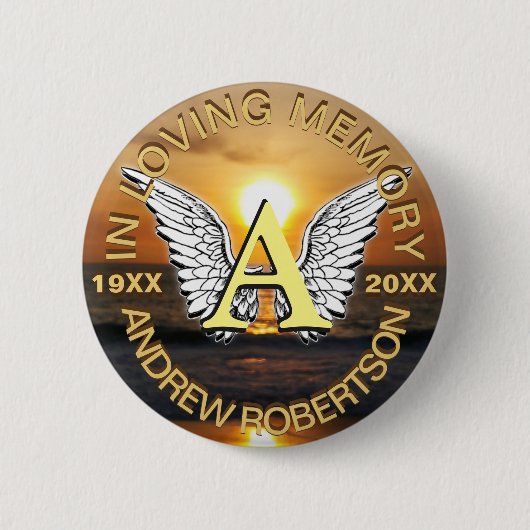 Badge Rond 5 Cm Monogramme du coucher du soleil (Devant)