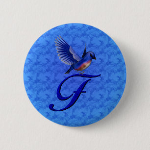 Badge Rond 5 Cm Monogramme élégant Bluebird Initiale F